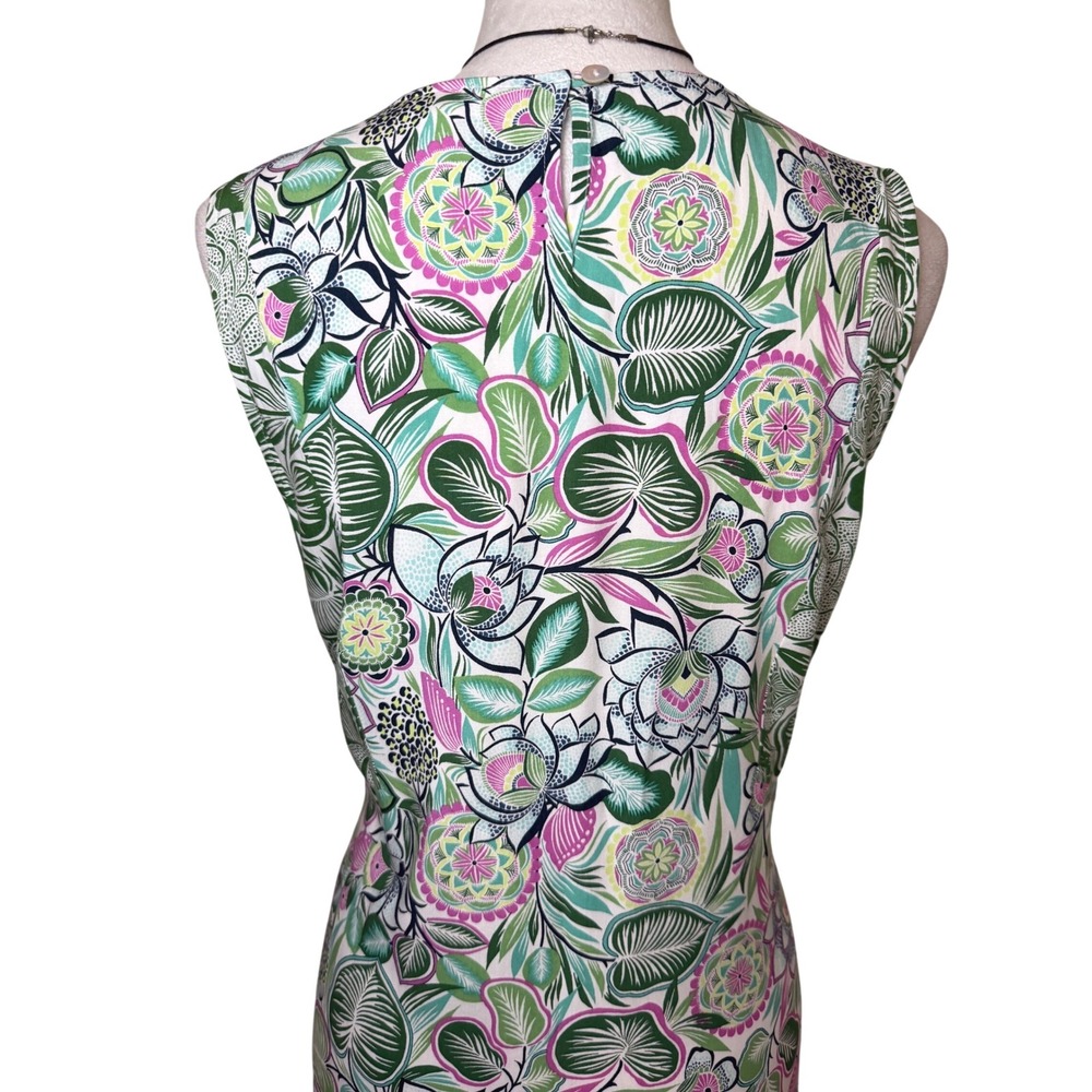 J Jill Floral Sleeveless Shift Dress Pockets Resortwear Tropical Beach Womens L - Picture 4 of 15